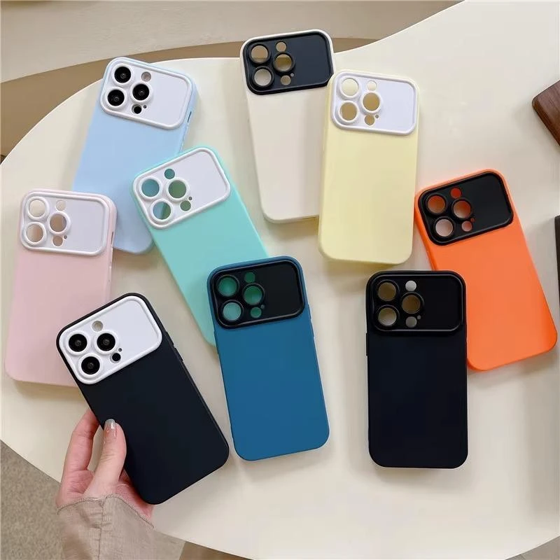 纯色硅胶大视窗苹果14promax手机壳新款iphone13高级11全包12防摔