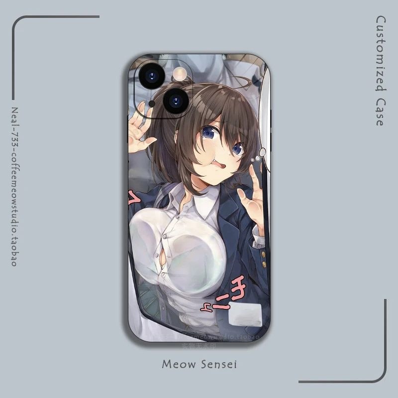 搞怪拥挤电车少女适用iPhone14Plus动漫12苹果13ProMax全包手机壳