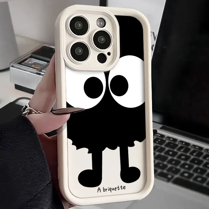 大眼煤球苹果15手机壳iPhone14ProMax磨砂xr/13防摔12/11新款xs/7