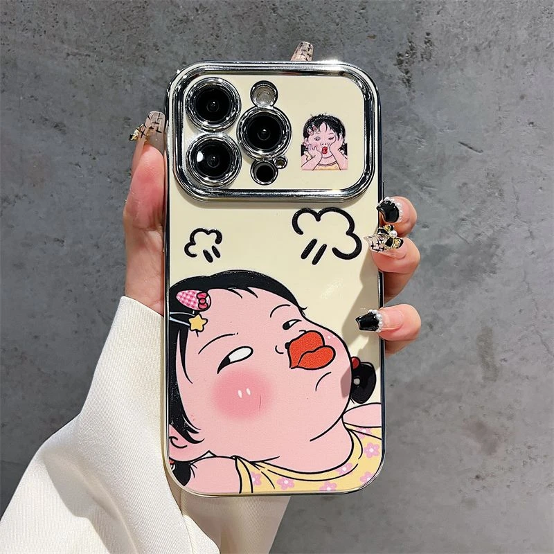 嘟嘴女孩适用苹果iPhone15Pro手机壳14搞怪13轻奢12小众11防摔xs