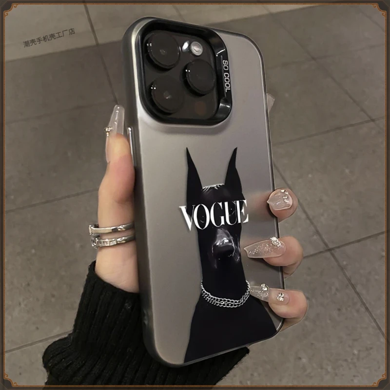 潮酷黑狗适用苹果15pro手机壳iphone14/13promax小众xr磨砂xs潮牌