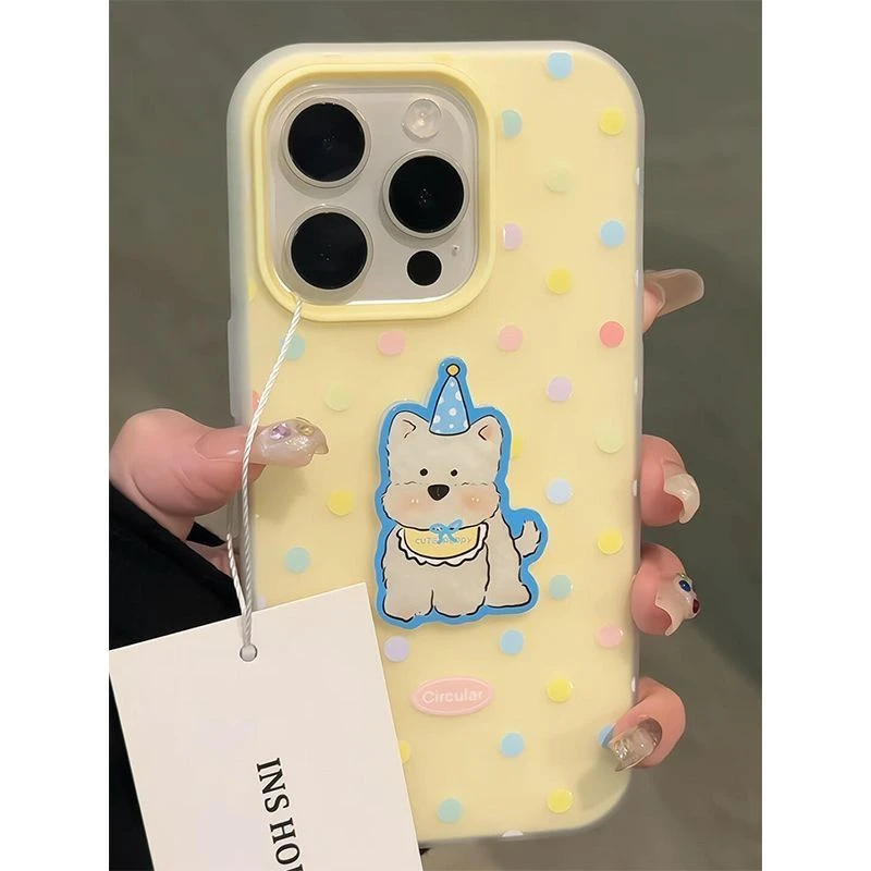 可爱小狗适用苹果15手机壳iPhone14pro防摔13磨砂软12卡通保护套