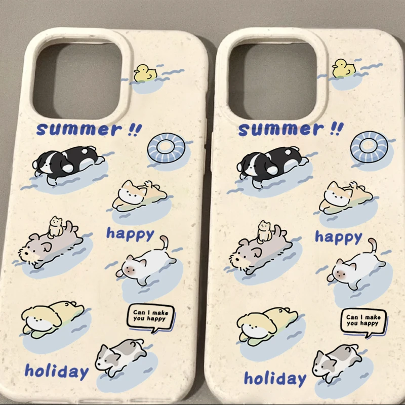 夏日游泳小动物iPhone14promax小麦手机壳苹果13 12 11全包xr软套