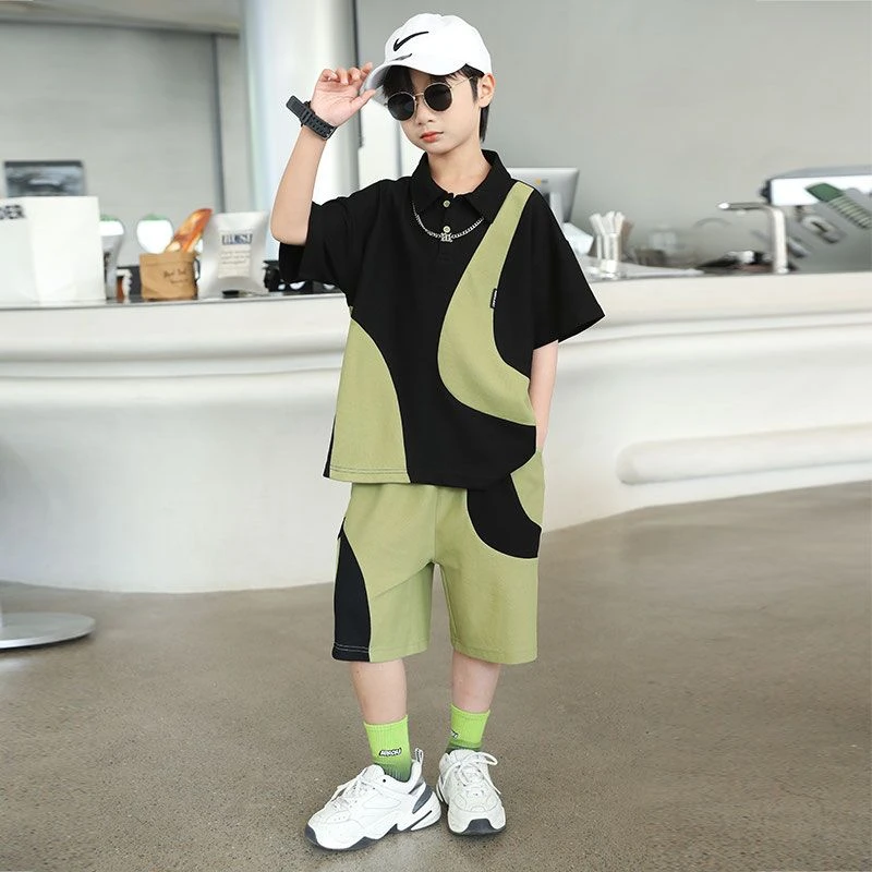 男童夏季套装2024新款中大儿童韩版夏款短袖洋气男孩帅气运动夏装