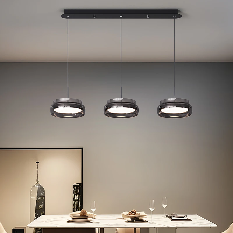 约在光现代简约餐桌灯高级感意式款轻奢极简玻璃三头吧台饭厅灯具