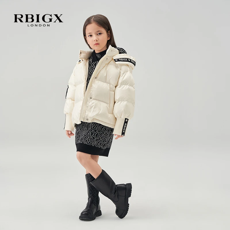 RBIGX瑞比克童装冬季新款毛巾绣保暖休闲设计感羽绒服