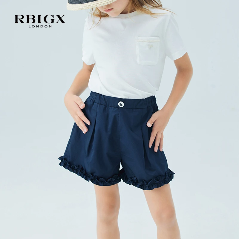 夏季RBIGX瑞比克打底儿童新款潮流设计感休闲薄款脚口荷叶边短裤