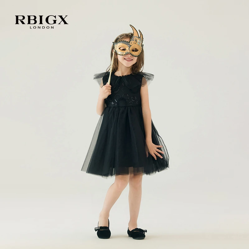 RBIGX瑞比克童装24年秋季新款珠片网纱无袖连衣裙女童公主裙