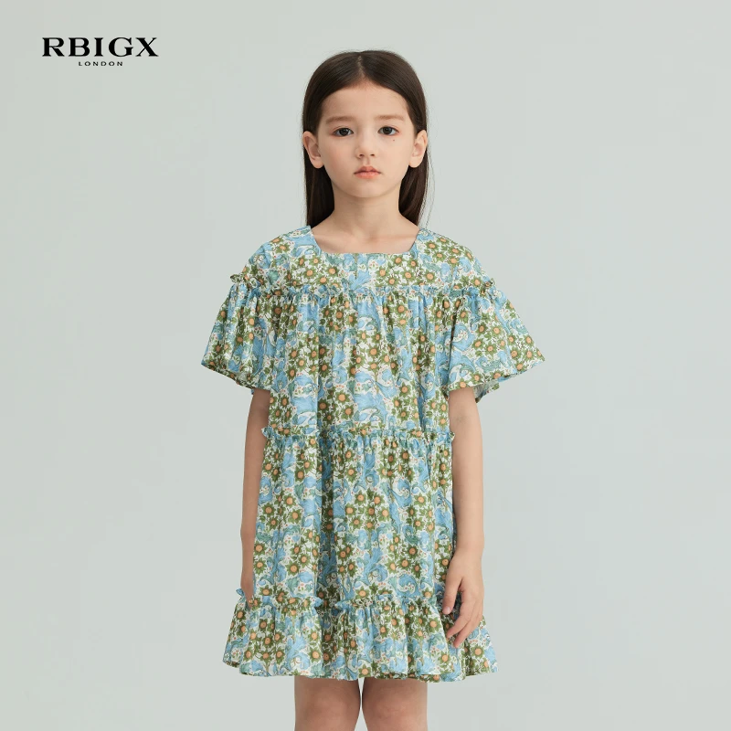 RBIGX瑞比克夏季新款儿童女童甜美度假田园纯棉连衣裙女