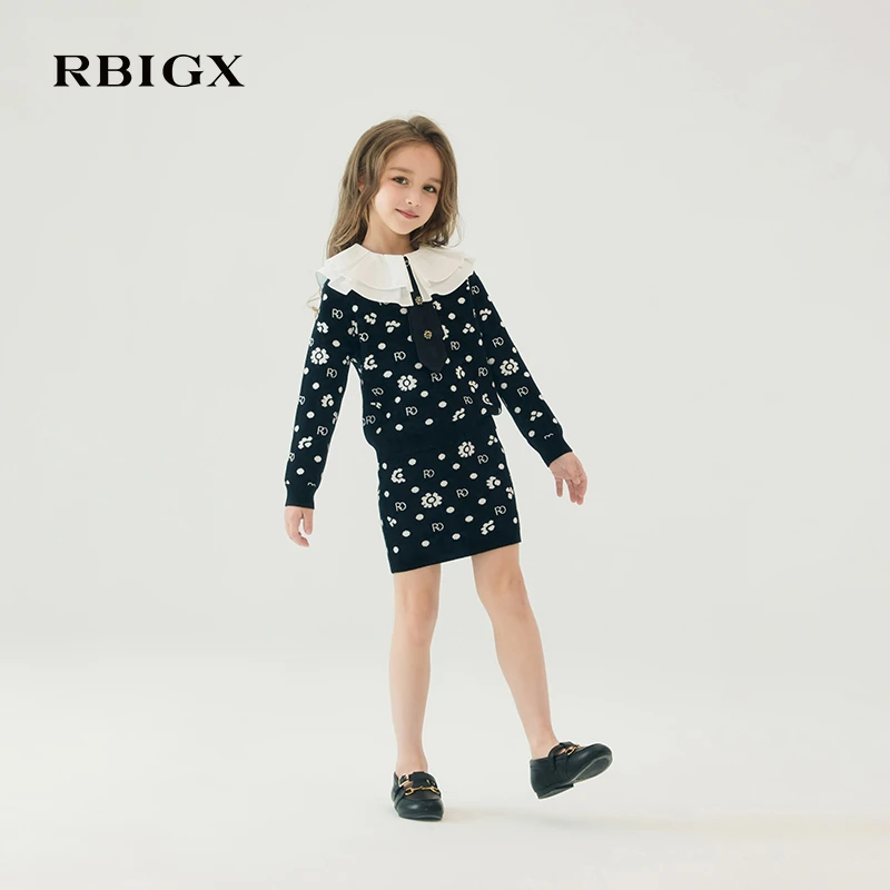 RBIGX瑞比克童装秋季新款女童设计感满版花朵半裙公主裙子