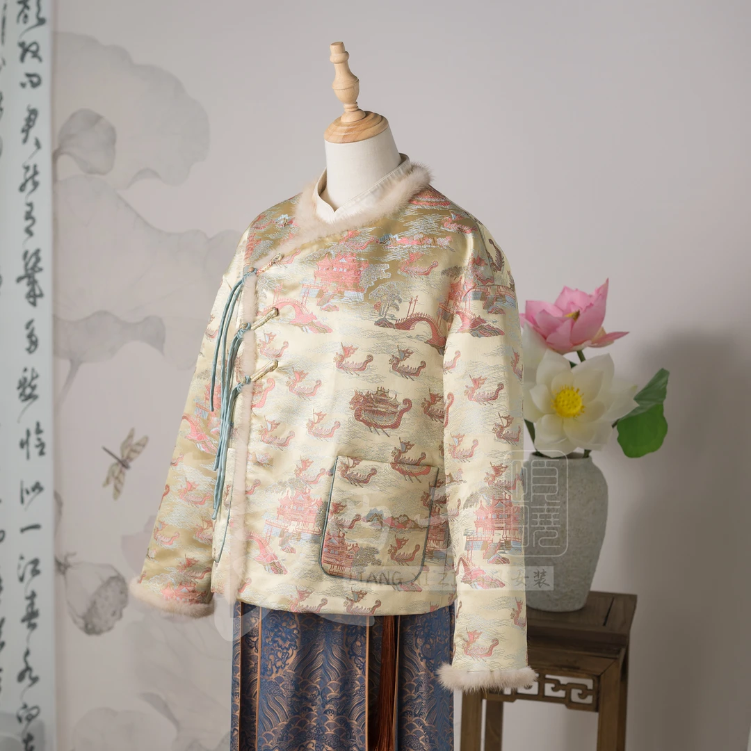 【瑞瑶】国潮风新中式复古设计时尚百搭棉服民族风桑蚕丝保暖新款