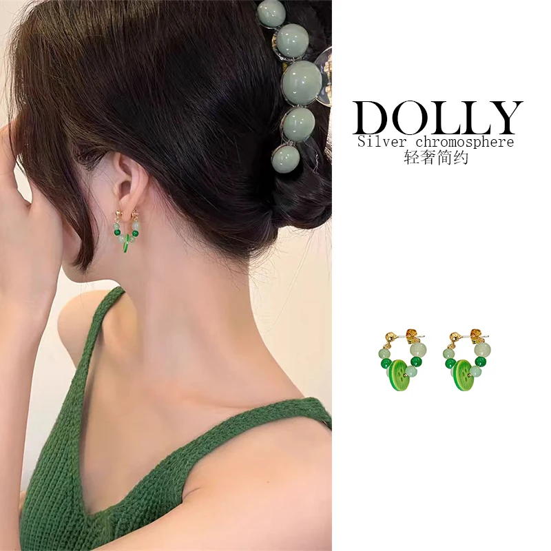 非金属亚克力耳饰 Dolly民族复古平安扣串珠耳环耳针小众个性耳饰