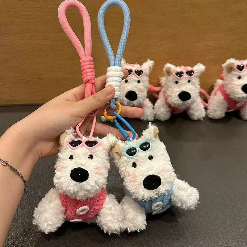 【精品正脸】西高地潦草小狗包包挂件毛绒公仔钥匙扣可爱挂饰情侣