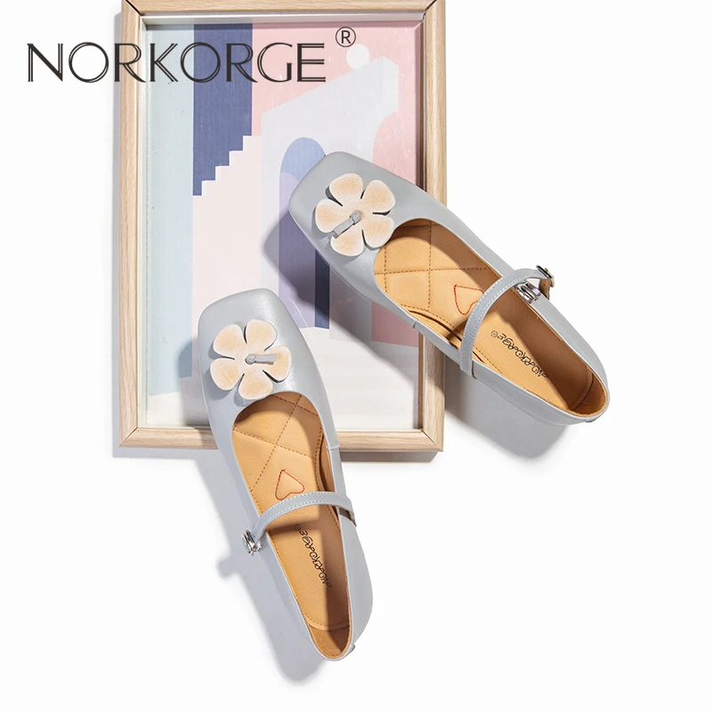 1000夏仙女风复古花朵方头平底软底玛丽珍单鞋女鞋真皮平底鞋