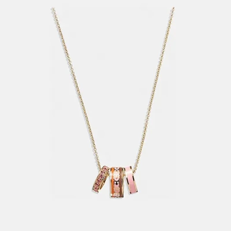 COACH/蔻驰时尚个性百搭粉色三环项链-CB448