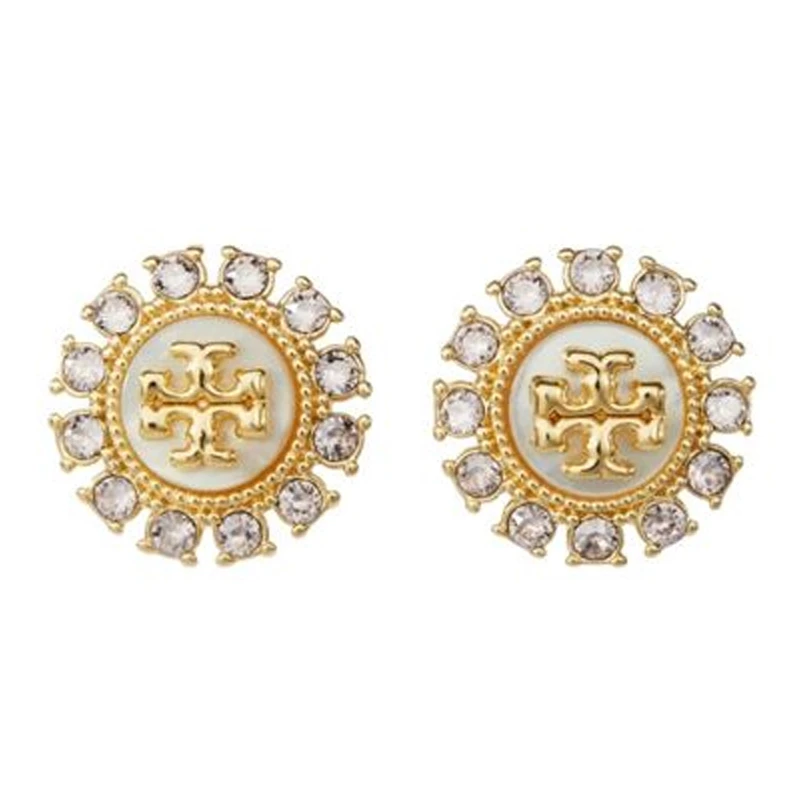 TORY BURCH/汤丽柏琦太阳花金色镶嵌轻奢派对风时尚耳钉 87083