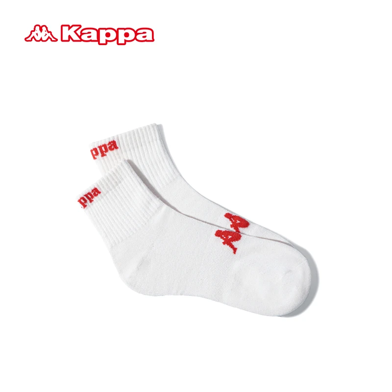 Kappa夏季运动袜白色时尚休闲中筒袜子潮流吸汗透气舒适