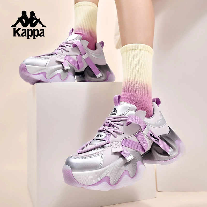 Kappa背靠背春季老爹鞋复古女鞋增高厚底鞋百搭休闲鞋K0D85MC41CJ