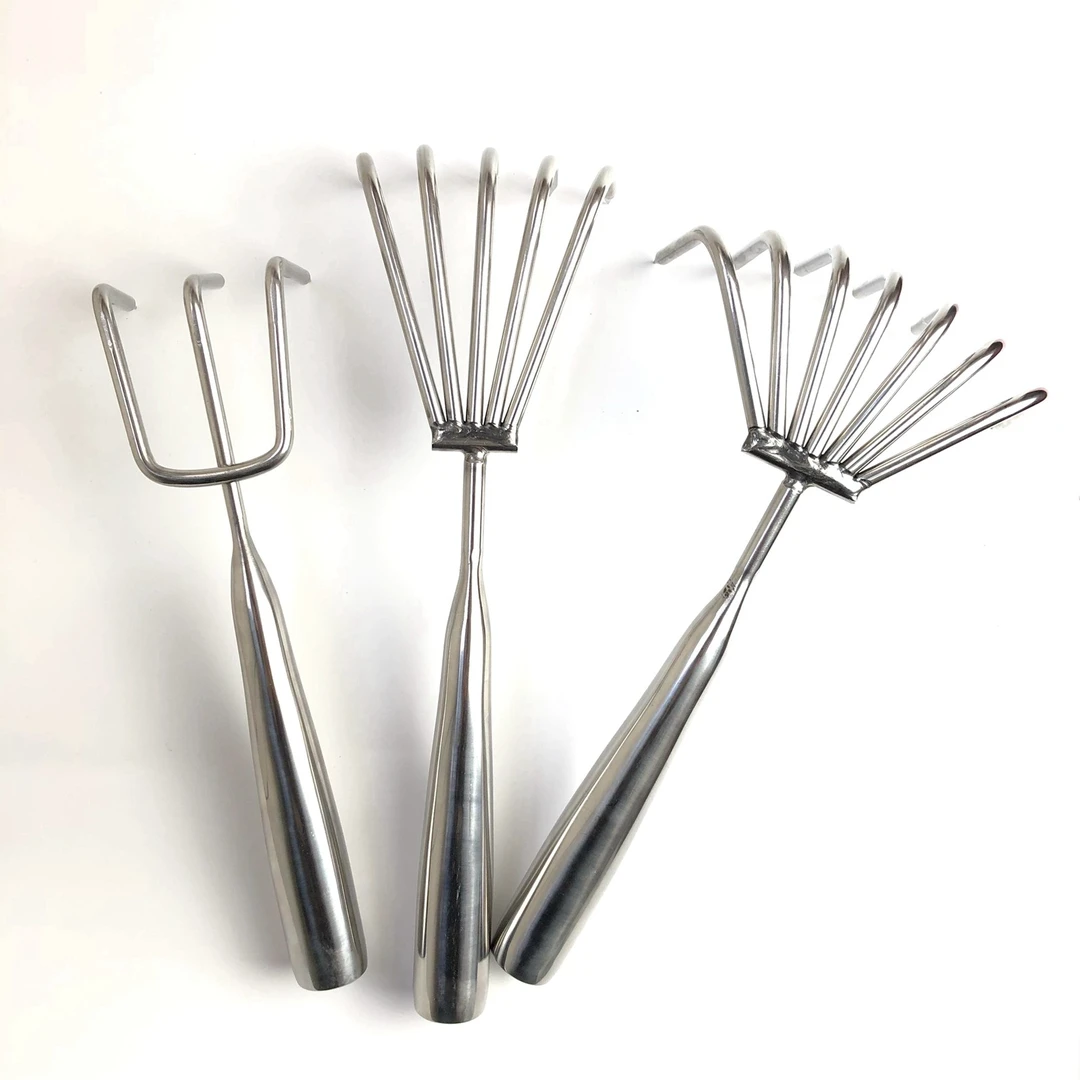 不锈钢一体焊接柄小耙子 园艺多爪耙松土耙子海鲜耙园林耙土工具