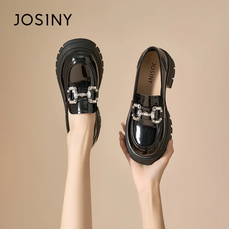 卓诗尼厚底乐福鞋女2024年春秋新款百搭黑色女鞋子复古英伦风单鞋