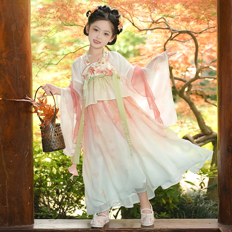旗铂-南歌子 新款中秋款秋季襦裙汉服女童长袖刺绣古风儿童中国风