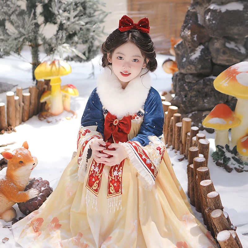 旗铂-童话日记 原创设计2025女童女童拜年服冬加绒加厚新年女公主