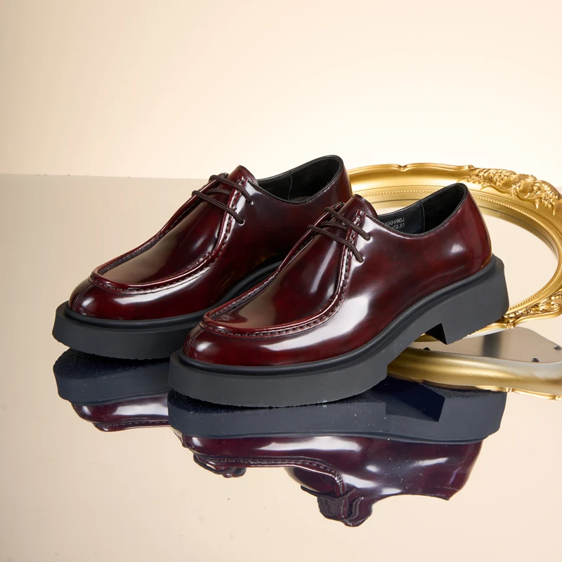 Roberta诺贝达男士皮鞋英伦风系带黑色单鞋百搭时尚休闲皮鞋