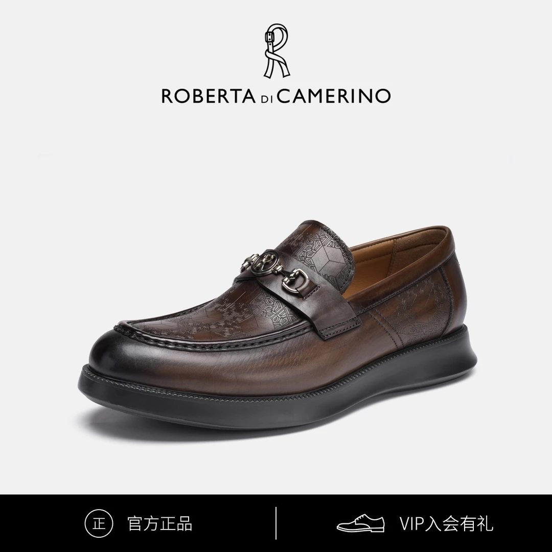 Roberta诺贝达男士胎牛牛皮擦色皮鞋商务休闲舒适百搭时尚男皮鞋
