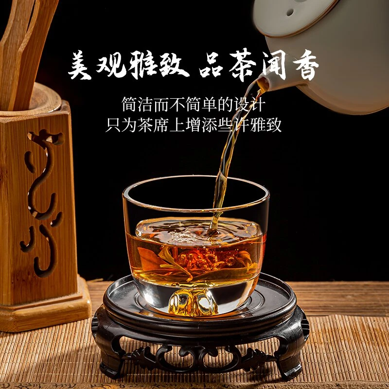 【下单发6只】家用高档创意中式耐热透明玻璃观山茶杯酒杯玻璃水杯