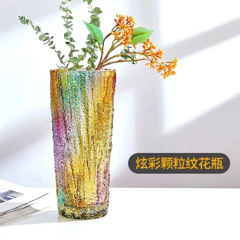 单只装树皮琉璃花瓶大号ins风网红极冻极冻炫彩色花瓶水培家用