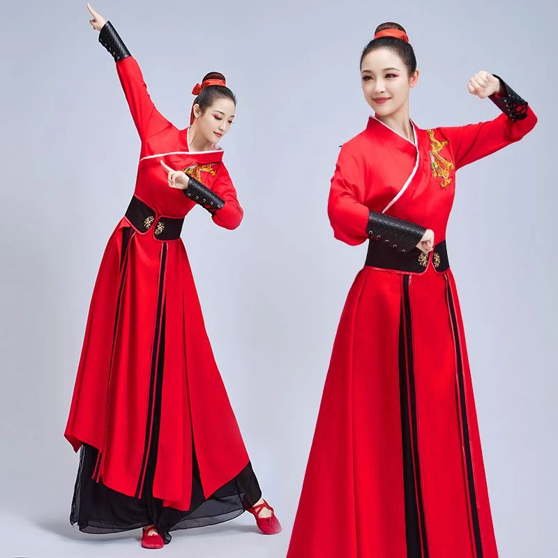 龙吟飘逸舞蹈演出服太极剑练功服艺考表演服装打鼓扇子舞男女同款