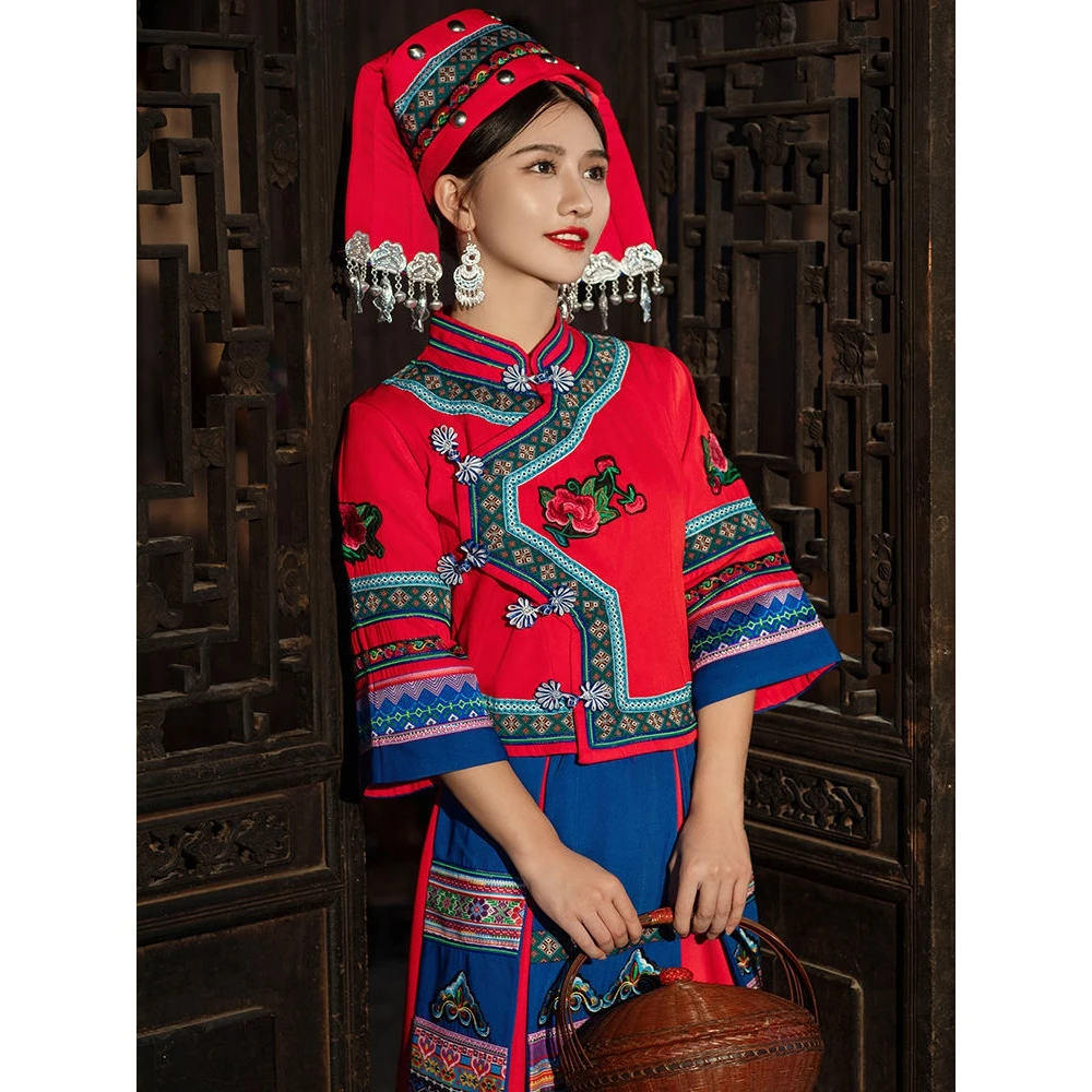 贵州苗族服饰女少数民族瑶族服装广西壮族土家族成人舞蹈表演出服