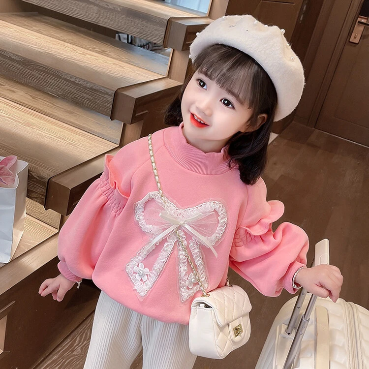 长袖童装女童卫衣绒衫岁上衣小女孩岁新品岁时髦潮甜美风衣服岁棉