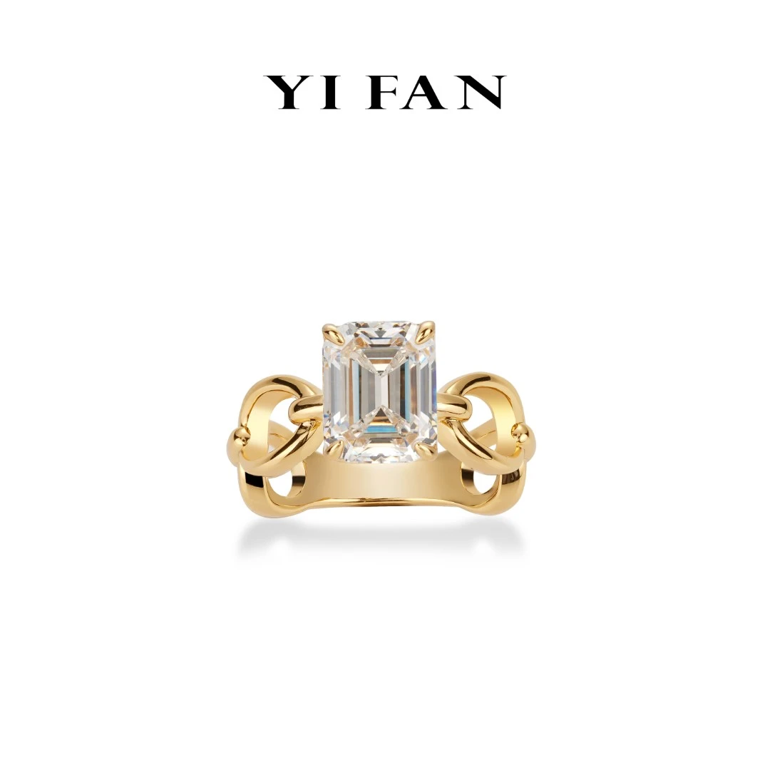 925银合成锆石戒指 1556-白方形祖母切四爪百搭戒指