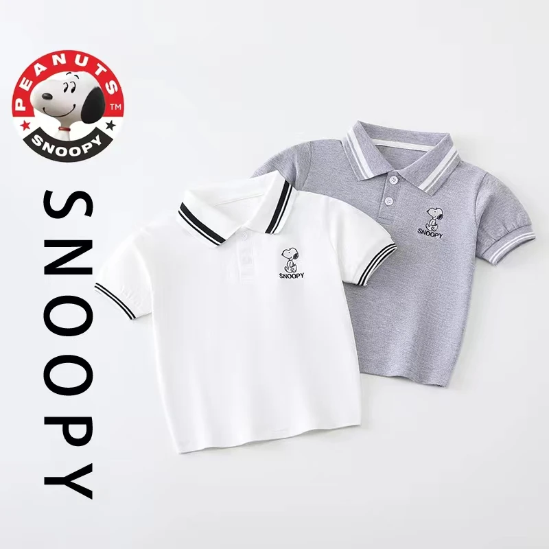 Snoopy/史努比803儿童POLO短袖透气珠地T恤高级夏季刺绣翻领上衣