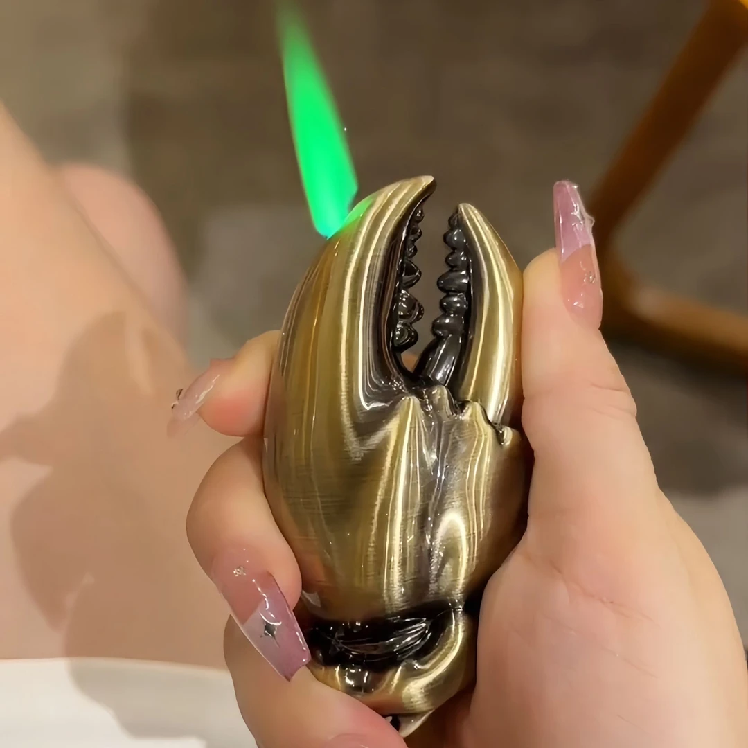网红创意钳蟹打火机高级防风绿色火焰打火机趣玩手中有蟹男友礼物