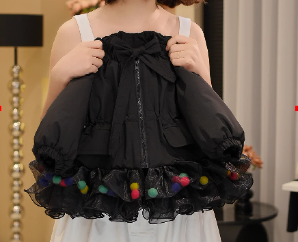 【3】秋季新款时尚彩球纱蝴蝶结外套女宝宝洋气韩版加棉加厚外套