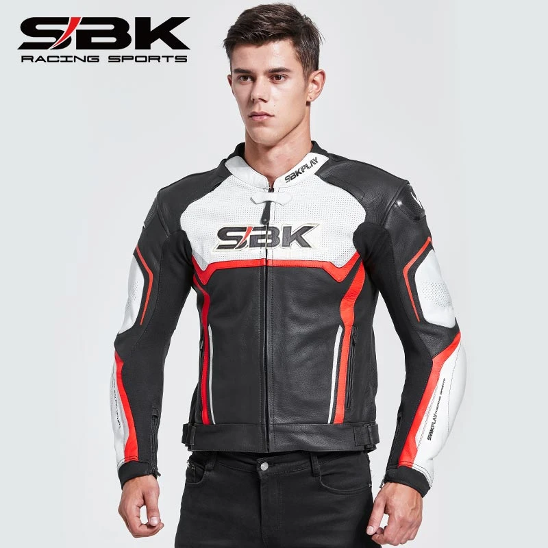 SBK骑行服分体皮衣摩托车衣服牛皮夹克机车服赛车装备男骑士四季