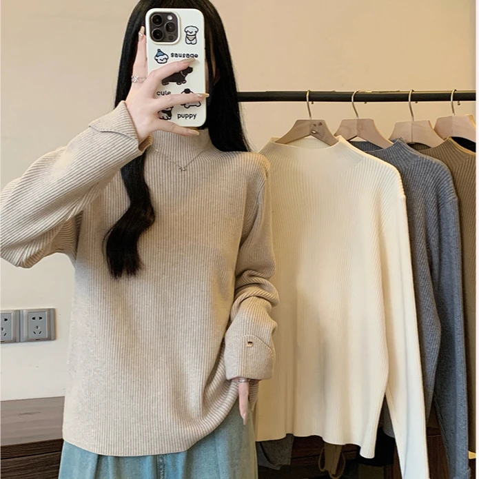 【新年新衣】冬装新款洋气针织衫胖mm时尚百搭加厚毛衣打底衫