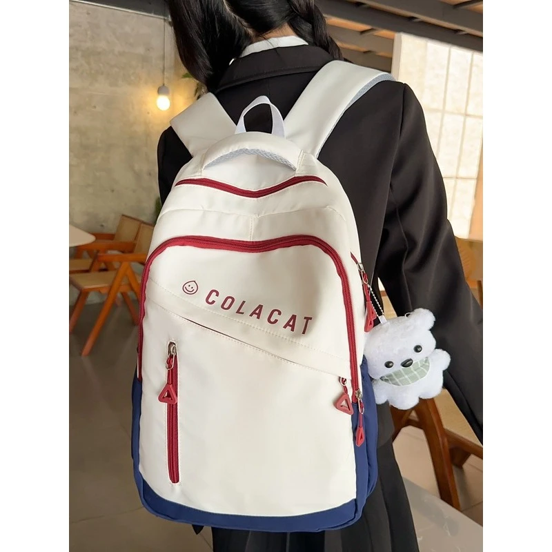 新款百搭双肩包小学初高中生撞色休闲背包热销潮流大容量时尚书包