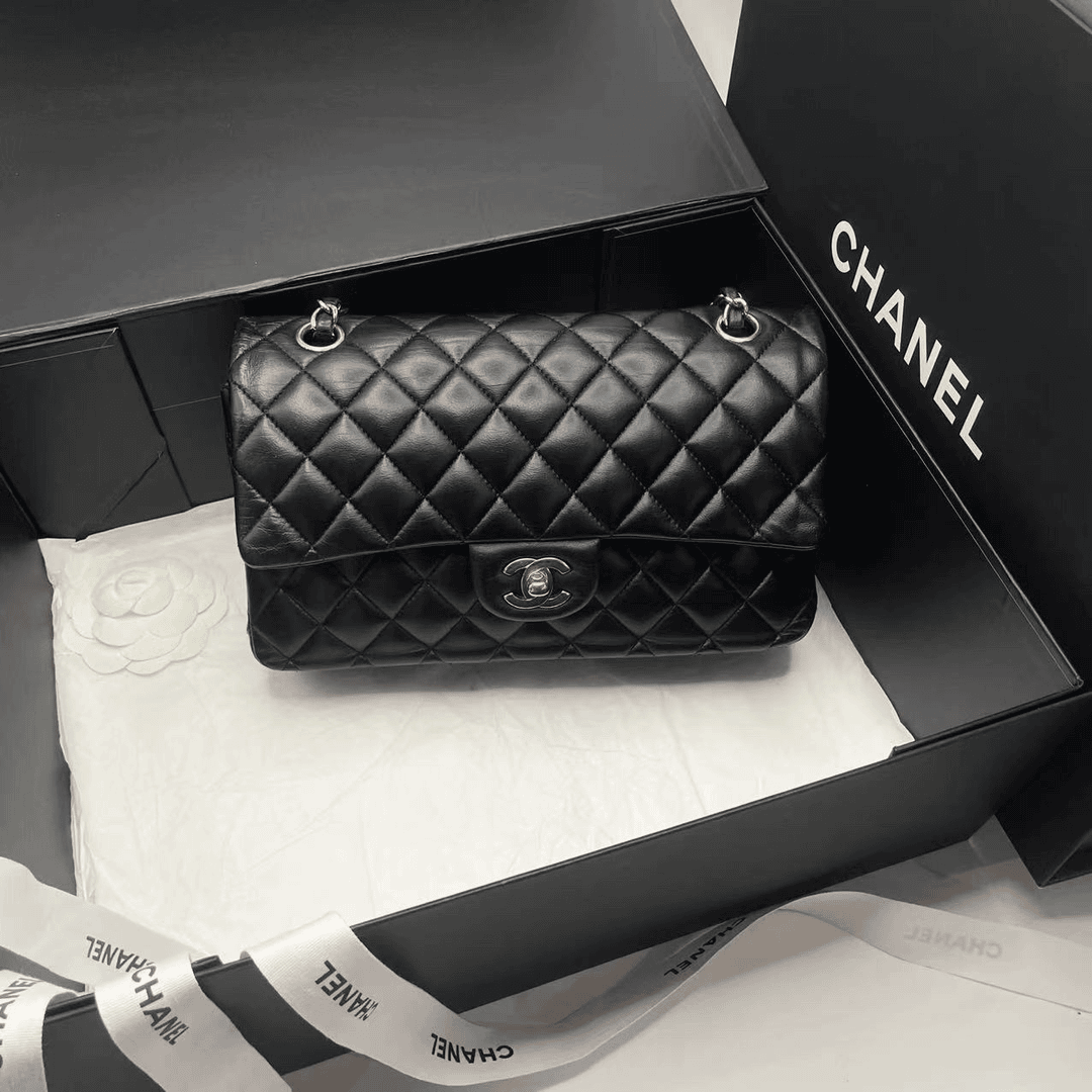 95新 Chanel/香奈儿 艾瑟尔奢品/黑金cf单肩包/8150