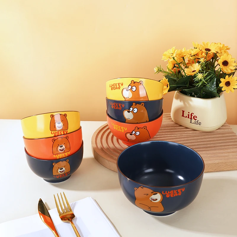 【言则】单品陶瓷产品餐具幸运熊饭碗