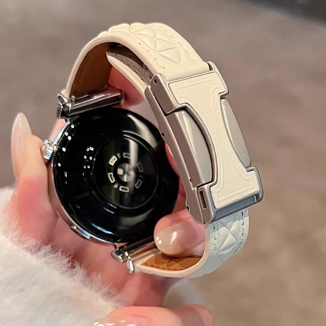 适用华为gt4小蛮腰菱格纹双C磁吸扣手表带watch3watch4GT5proGT3