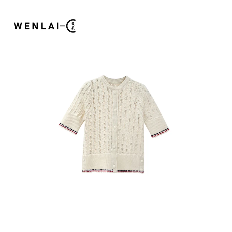 WENLAI-2024新款甜美针织衫短款气质温柔风减龄百搭上衣女-24723