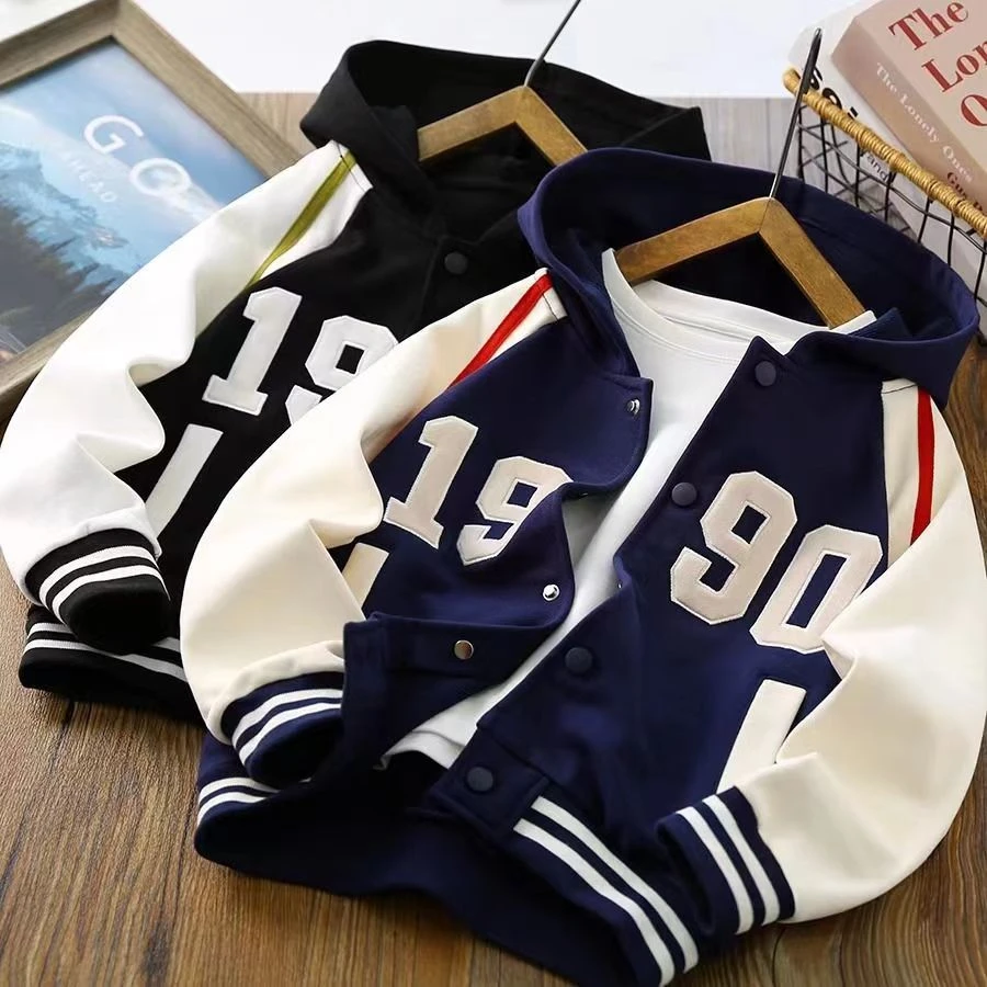 男童棒球服外套春秋款2024新款儿童连帽刺绣中大童男孩夹克衫开衫