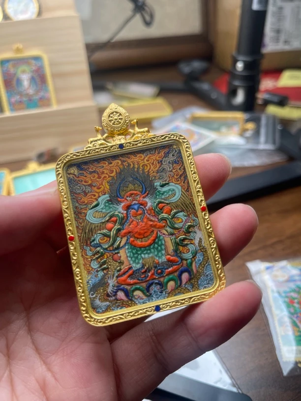 纯手绘唐卡大鹏金翅鸟