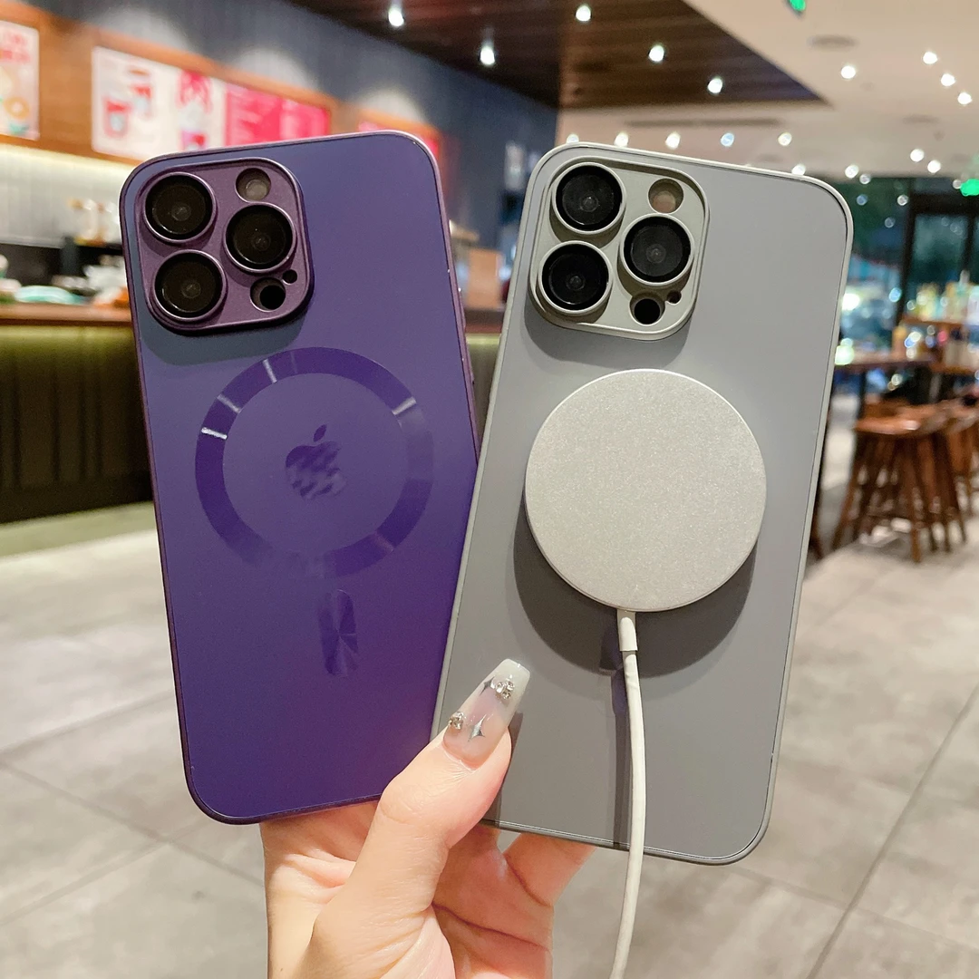 苹果15/14/13/12/11镜头全包AG磨砂磁吸壳防摔网红