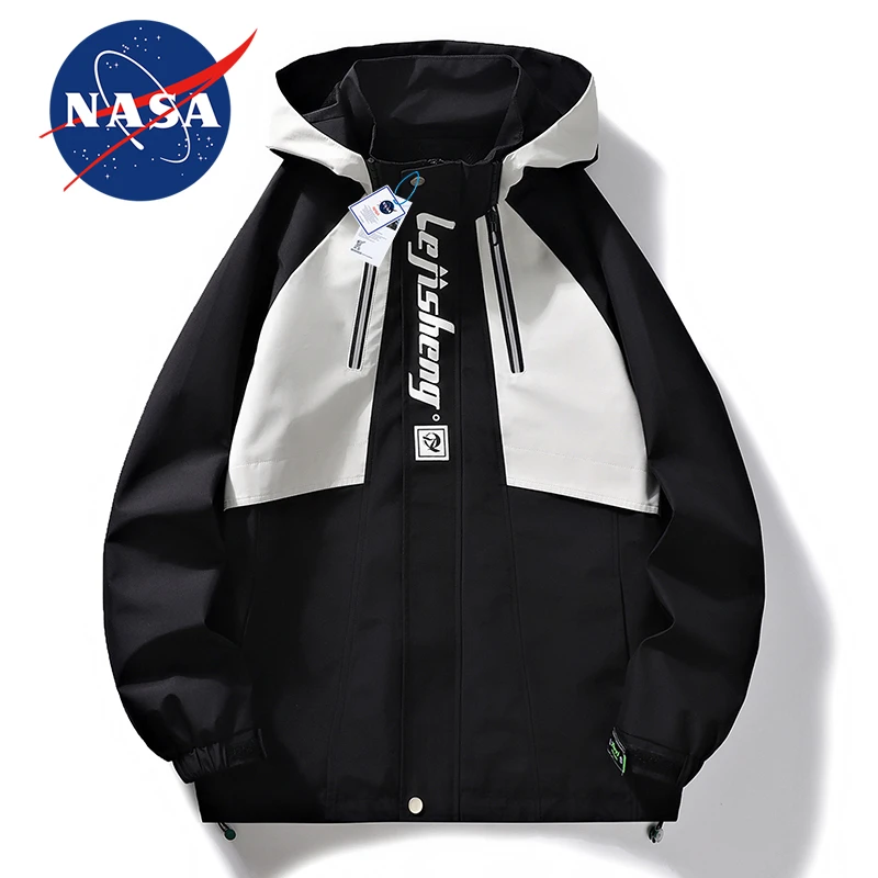 NASA联名春季工装连帽外套男夹克学生韩版潮流宽松大码情侣装上衣