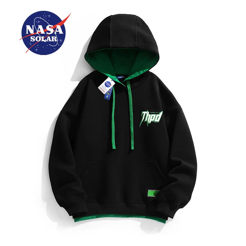NASA联名潮牌连帽卫衣男秋季新款青少年港风宽松运动休闲情侣上衣