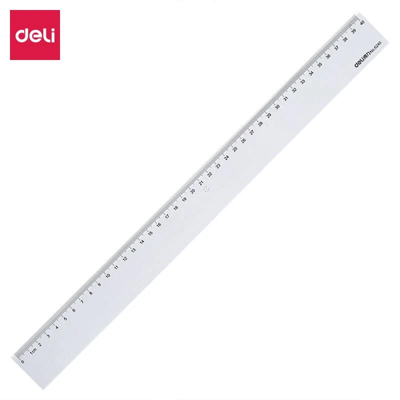 Deli/得力6240直尺40cm透明尺直尺办公尺子绘图学生办公用品多功